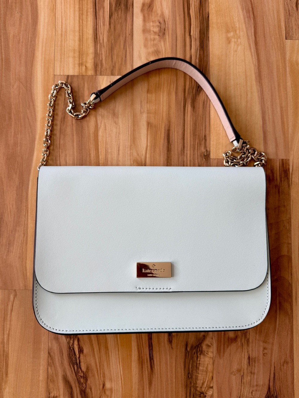 kate spade Light Green Leather Shoulder Bag with Gold Chain